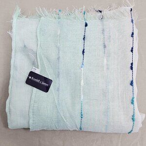 Kendall & James Lightweight Summer Scarf - Mint Green Ombre Stripe Fringed Wrap
